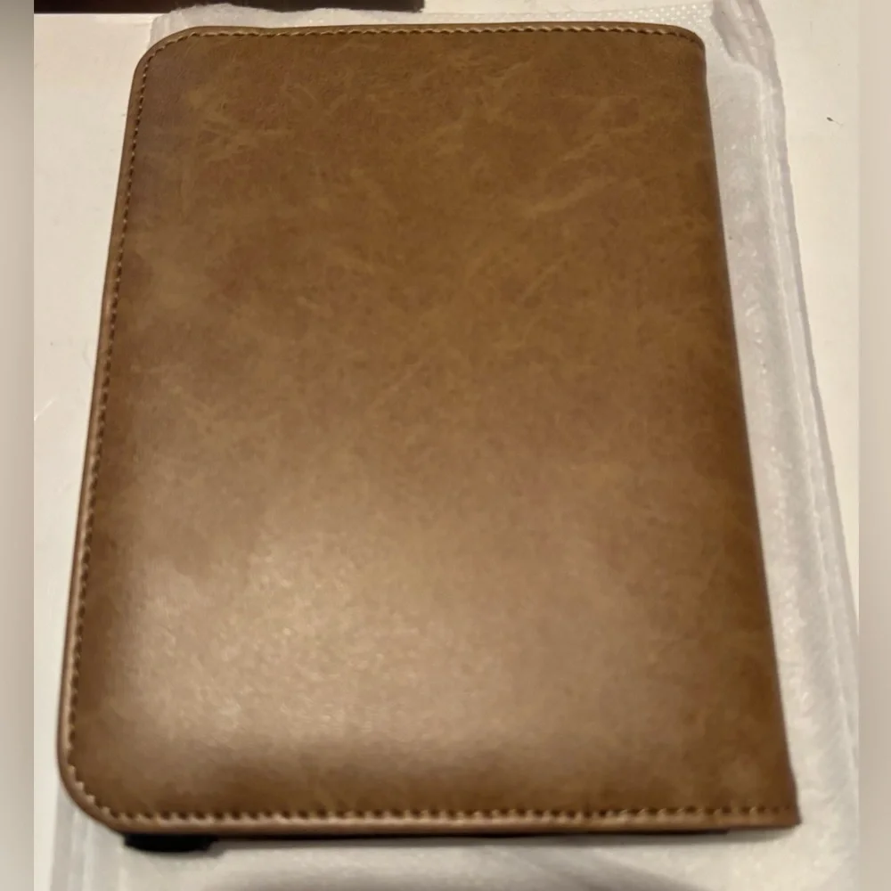 Leather-look Passport Holder Cover with Elastic Band - Brown